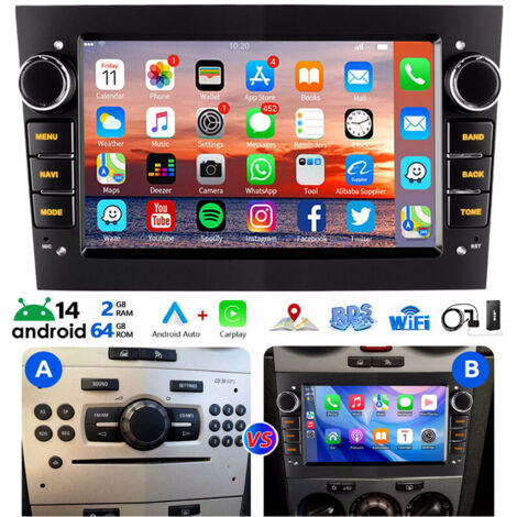 Autoradio Android 14 Apple CarPlay pour Opel Corsa 2006-2014, GPS, Wi-Fi 2+64G DAB+