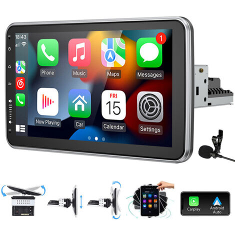 Autoradio Android 14 avec CarPlay GPS Navigation, écran rotatif 360° et format 1 DIN - 4+64G