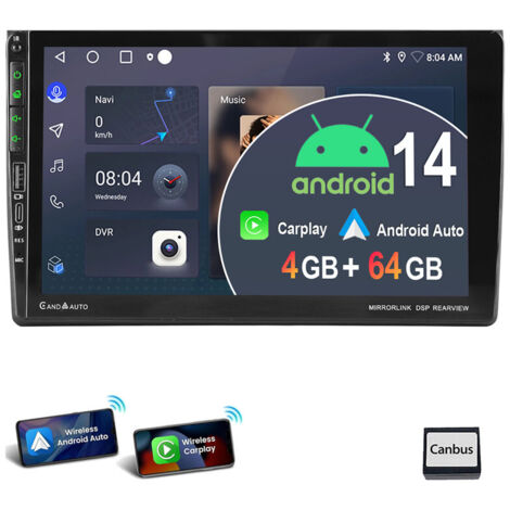 Autoradio Android 14 avec GPS et WIFI pour Audi A4 8E 8H B6 B7 2000-2009 SEAT EXEO 2009-2012 2+64G