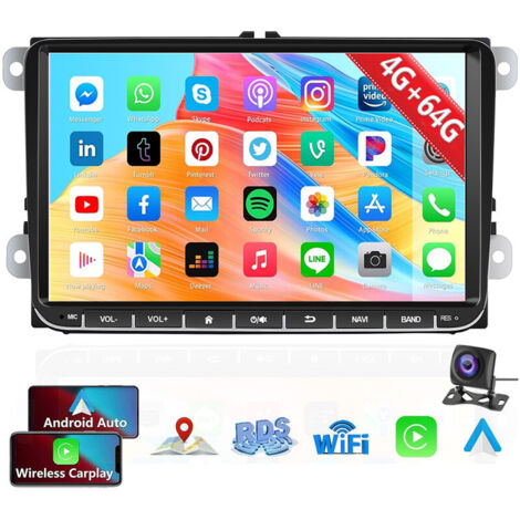 Autoradio Android 14 avec lecteur GPS pour VW GOLF MK5 MK6 9 pouces Apple Carplay - 4+64G CAM