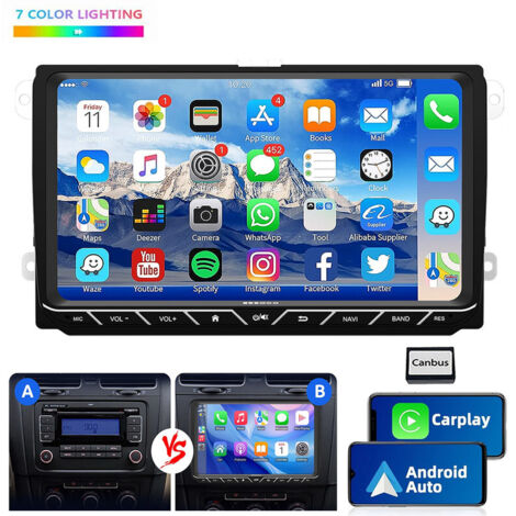 Autoradio Android 14 Carplay GPS NAVI pour VW GOLF 5 6 Touran EOS Tiguan Polo 4+64G