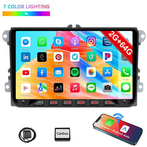 Autoradio Android 14 GPS 2 DIN pour VW GOLF 5 6 Passat Touran Tiguan 2+64G