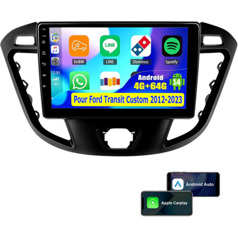 Autoradio Android 14 GPS FM RDS + Caméra pour Ford Transit Custom 2012-2021 - 4+64G
