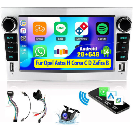 Autoradio Android 14 GPS Navi pour Opel Astra H G Corsa C D Zafira B Carplay - 2+64G CAM