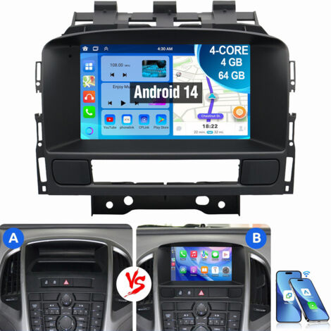 Autoradio Android 14 pour Opel Astra J 2009-2014, Apple Carplay, Navigation RDS 4+64G