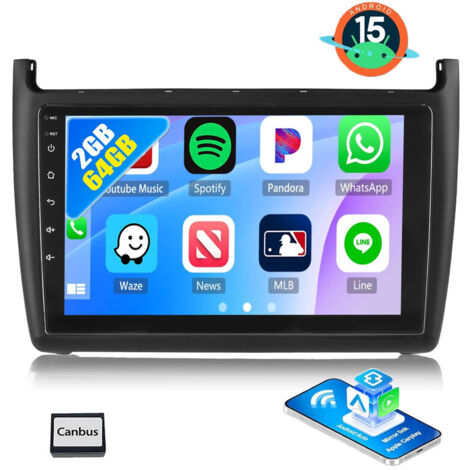 Autoradio Android 15 Apple CarPlay pour VW Polo 6R 6C 2008-2015 GPS NAVI BT SWC EQ RDS USB WIFI - 2+64G