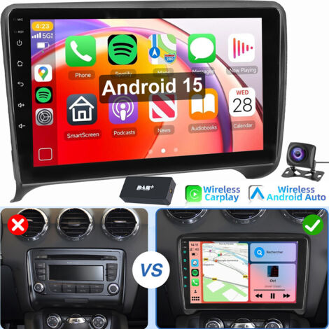 Autoradio Android 15 avec CarPlay, GPS, RDS et Bluetooth pour Audi TT MK2 8J (2006-2014) 2+64G DAB CAM