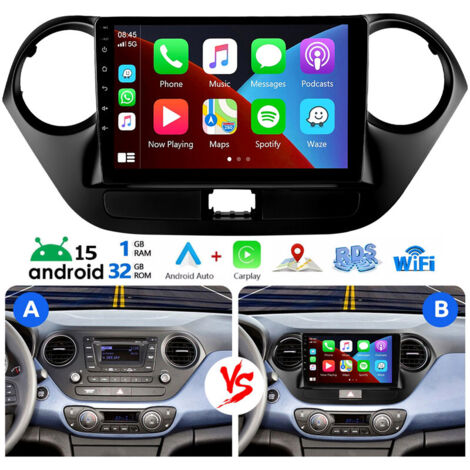 Autoradio Android 15 avec radio GPS et Apple CarPlay pour Hyundai i10 II IA/BA 2013-2016 - 1+32G