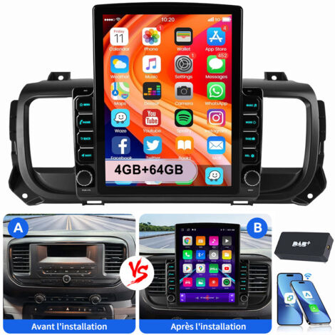 Autoradio Android 15 CarPlay 9,7" pour Citroën Jumpy et Peugeot Expert (2016-2021) 2+32G DAB