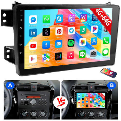 Autoradio Android 15 CarPlay pour Opel Agila B 2004-2014 Suzuki Splash USB GPS Navi WIFI DAB (en option) - 4+64G