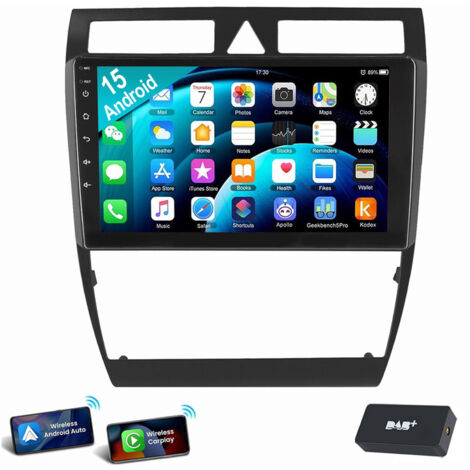 Autoradio Android 15 navigation GPS WIFI RDS Carplay pour Audi A6 S6 RS6 C5 1997-2004 4+64G DAB