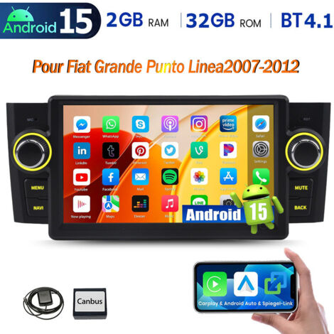Autoradio Android 15 pour Fiat Grande Punto Linea 2007-2012 Apple CarPlay GPS RDS - 2+32G