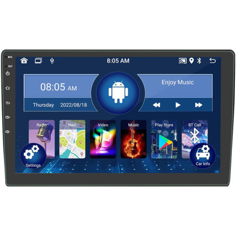 Autoradio Android 2 Din avec Carplay sans, Android Auto, Écran Tactile 9 Pouces Noir, WiFi, GPS, Bluetooth, FM RDS 2G+32G