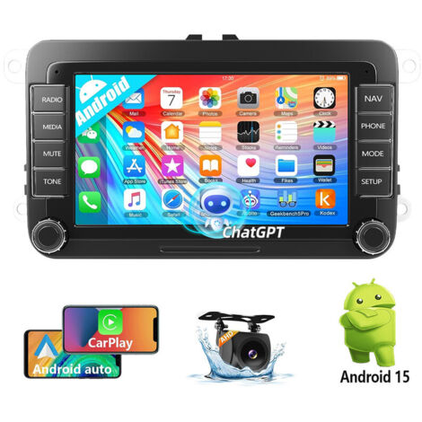 Autoradio Android Apple CarPlay 7 pouces pour VW GOLF 5 6 Passat Polo Bluetooth EQ USB GPS Navi WIFI - 2+64G CAM