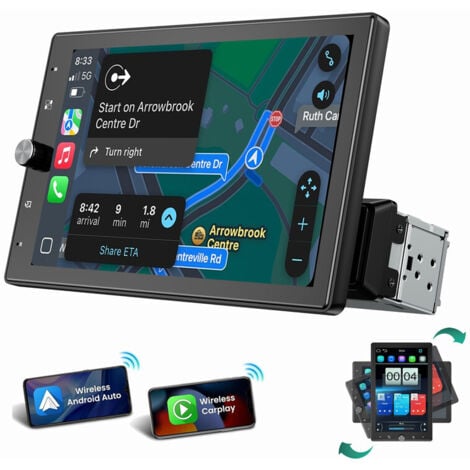 ESSGOO Autoradio Android Auto Apple Carplay 1 DIN avec écran 10,4 pouces USB AUX Bluetooth 10.4 pouces