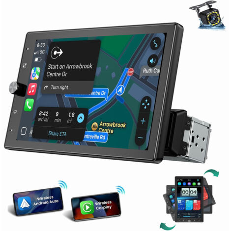 Autoradio Android Auto Apple Carplay 1 DIN avec écran 10,4 pouces USB AUX Bluetooth 10.4 pouces CAM