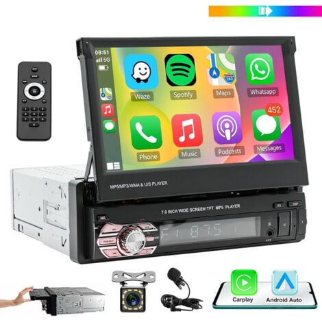 Autoradio 1 Din Bluetooth Mains Libres, 4,1 Pouces Hd Écran Tactile Fm-Am-Rds Poste Radio