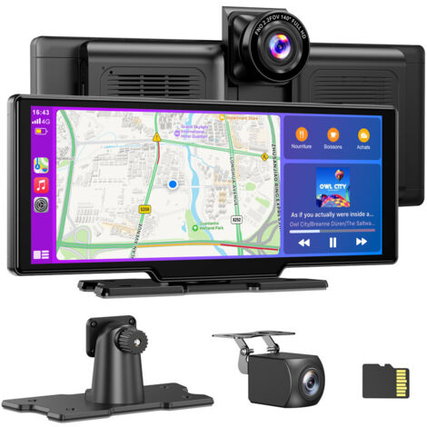 Autoradio Android CarPlay sans fil 10,26 pouces avec DVR 64 Go navigation WiFi caméra de recul