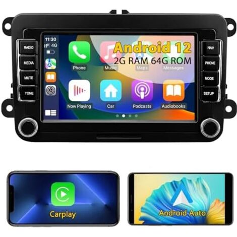 Autoradio avec Carplay sans Fil Android Auto pour Volkswagen Beetle Tiguan Passat Golf Polo Jetta Skoda Seat, 13 7 Pouces autoradio à écran Tactile Navigation GPS WiFi Bluetooth FM -
