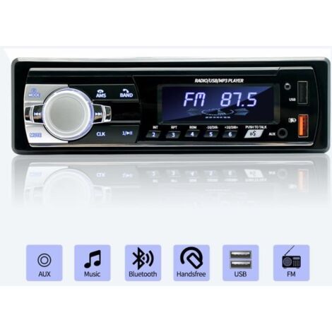 Autoradio Bluetooth 5.0 - BIQIQI - 1 Din - 7 Couleurs Éclairage - 4x65W