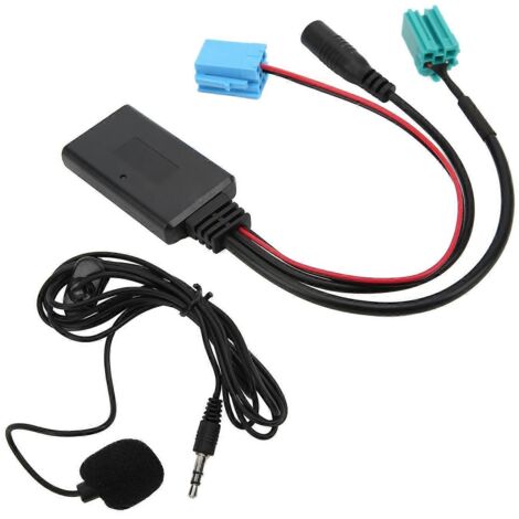 Autoradio Bluetooth 5.0 Câble d'entrée Audio Adaptateur Musique 6 Broches avec Microphone de Remplacement pour Clio E