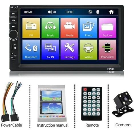 Autoradio Bluetooth 7018B - Écran Tactile 7 pouces - 60W x 4 - Caméra de Recul
