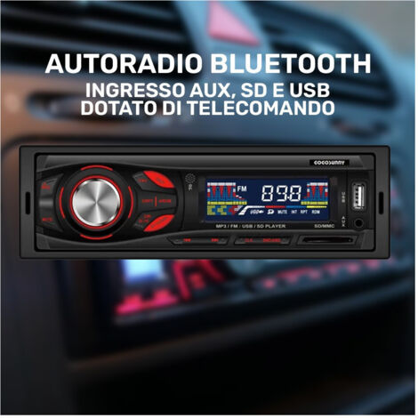 Autoradio Bluetooth Avec Entrée Aux, Sd Et Usb 4 X 45w Avec Télécommande