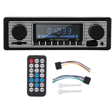 Autoradio Bluetooth classique avec lecteur MP3, USB, SD, AUX et FM, intégré au tableau de bord (12 V)