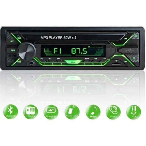 Autoradio Bluetooth FM Radio Stéréo 60W x 4 Lecteur MP3 Poste Main Libre Voiture Support USBSDTFAUX + Télécommande