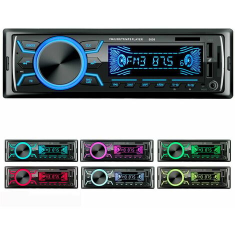 Autoradio Bluetooth Poste Radio Voiture,1Din Radio de Voiture, 4x60W Auto Radio 7Couleurs FM Stro Radio USB/SD/AUX/EQ/Lecteur MP3 autoradio Pioneer