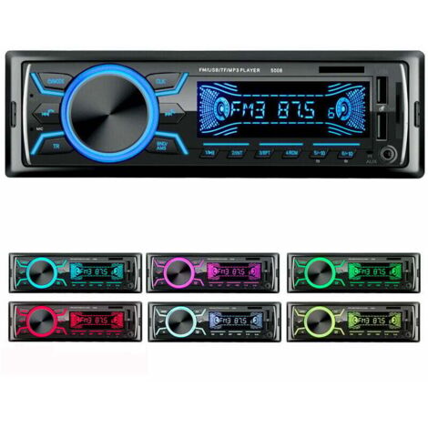 Autoradio Bluetooth Poste Radio Voiture,1Din Radio de Voiture, 4x60W Auto Radio 7Couls FM Stéréo Radio USB/SD/AUX/EQ/Lect MP3 autoradio Pioneer