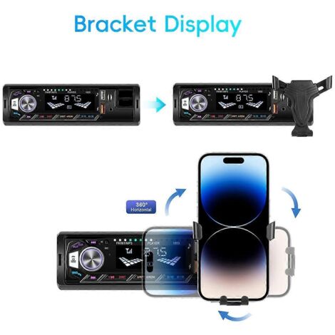 Autoradio Bluetooth simple DIN, compatible FM/MP3/AUX, noir