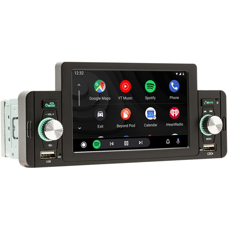 Autoradio Carplay 5 Pouces Bluetooth Appel Mains Libres Carplay Android Auto Écran Tactile Lien Miroir AM/FM/ 3USB/SD Prise en Charge Caméra de recul
