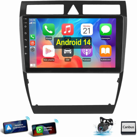 Autoradio Carplay pour Audi A6 S6 RS6 1997-2004 Android 14 GPS NAVI FM 4+64G CAM