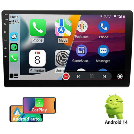 Autoradio double DIN Android 14 écran tactile 9 pouces GPS navigation Bluetooth Carplay WiFi - 2+32G