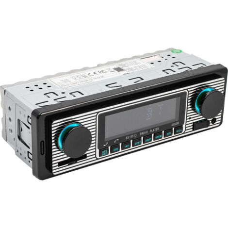 Autoradio FM Bluetooth 1 DIN con telecomando, display LED a 7 colori, riproduzione musicale da USB/MP3/WMA/WAV/SD/TF, porta di ricarica USB (senza lettore CD)