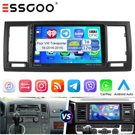 Autoradio GPS avec Android 15, 32/64 Go, compatible CarPlay et RDS, pour VW T6 Transporter Multivan, avec port USB Type-C - 1+32G