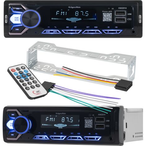 Autoradio Kruger&Matz 1 DIN Bluetooth avec prise USB AUX 3,5 mm