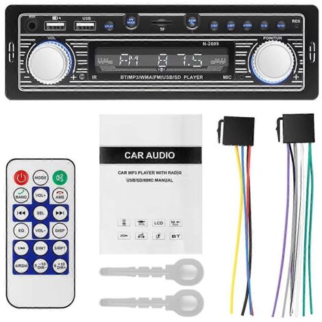 Autoradio MP3 avec port USB/AUX, Bluetooth et télécommande