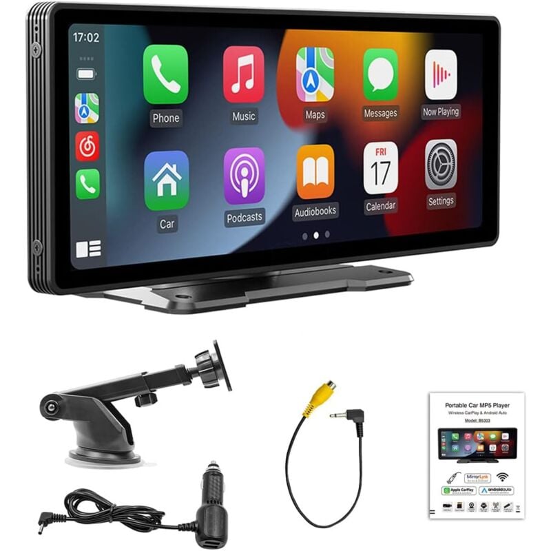 Autoradio Portable sans Fil Apple Carplay et Android Auto, écran Tactile Bluetooth stéréo de Voiture HD 9,3 Pouces avec Lien Miroir
