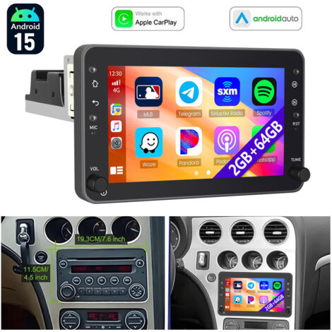 Autoradio pour Alfa Romeo 159 Brera Spider, compatible Android 15 et CarPlay GPS - 2+64G