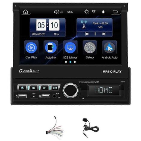 Autoradio simple DIN avec Bluetooth et fonction Mirror Link de la radio FM