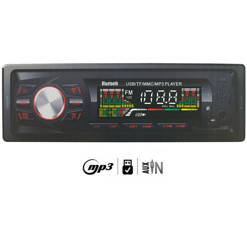 Image of Autoradio Stereo Auto Bluetooth usb Radio aux Display lcd Telecomando LM-6201