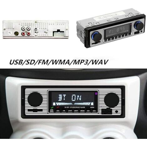 Autoradio stereo FM retrò, lettore intelligente, porta USB, lettore di schede, autoradio, nera