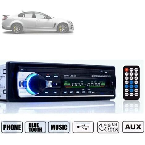 Autoradio Stéréo In-Dash Bluetooth 1Din MP3 Lecteur FM AM USB SD AUX 12V