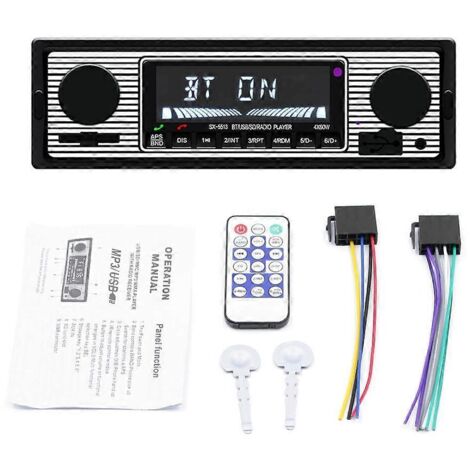 Autoradio stéréo numérique MP3 lecteur 12V, kit mains-libres Bluetooth, radio multimédia audio voiture avec entrée USB.