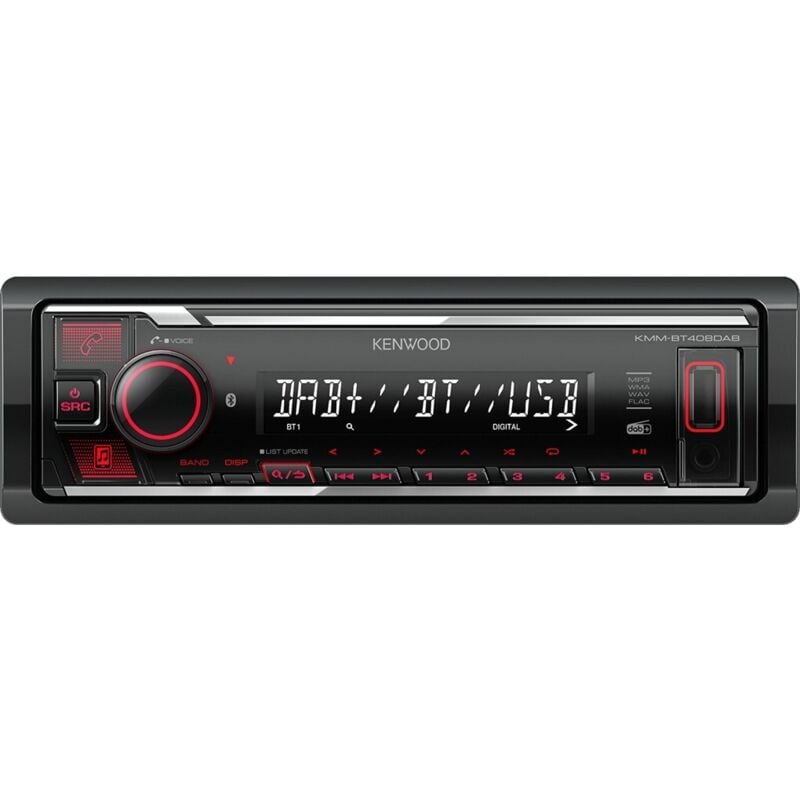 Kenwood KMMBT408DAB Autoradio kit mains libres bluetooth, port pour commande au volant, tuner DAB+ X229632