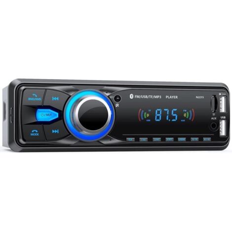Autoradio vivavoce Bluetooth 5.0, radio FM, autoradio 1 DIN per auto da 9-12 V, supporta 2 USB/AUX/SD/TF/MP3, supporta iOS/Android