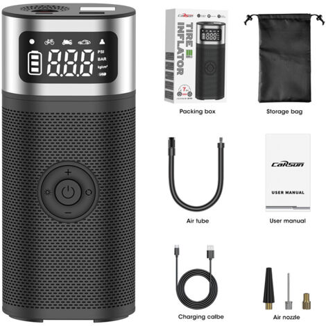 Autoreifenfüller, 12 V, 5200 mAh/150 PSI, tragbare elektronische Luftpumpe, Handluftkompressor mit Digitalanzeige und Notbeleuchtung für Autos, Motorräder, Fahrräder, Bälle