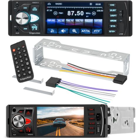 Autorradio Kruger&Matz Bluetooth de 4”, entrada AUX para cámara de marcha atrás, 1 DIN
